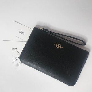 Coach Zip Wristlet with Metal Emblem